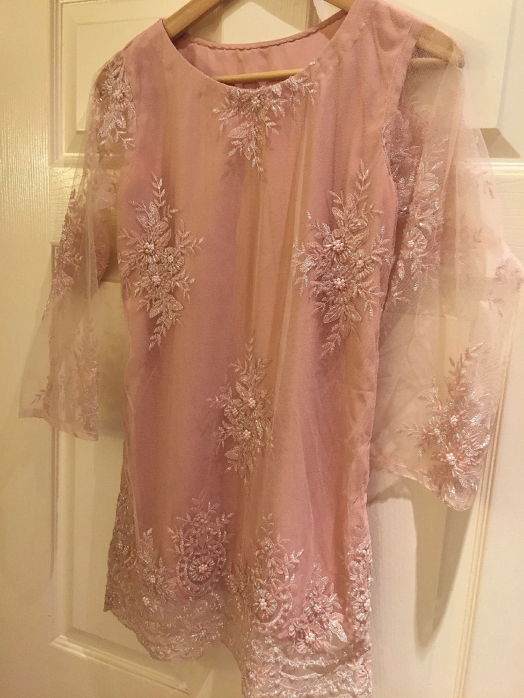 Beaded Peach Shimmer 3 Piece Outfit